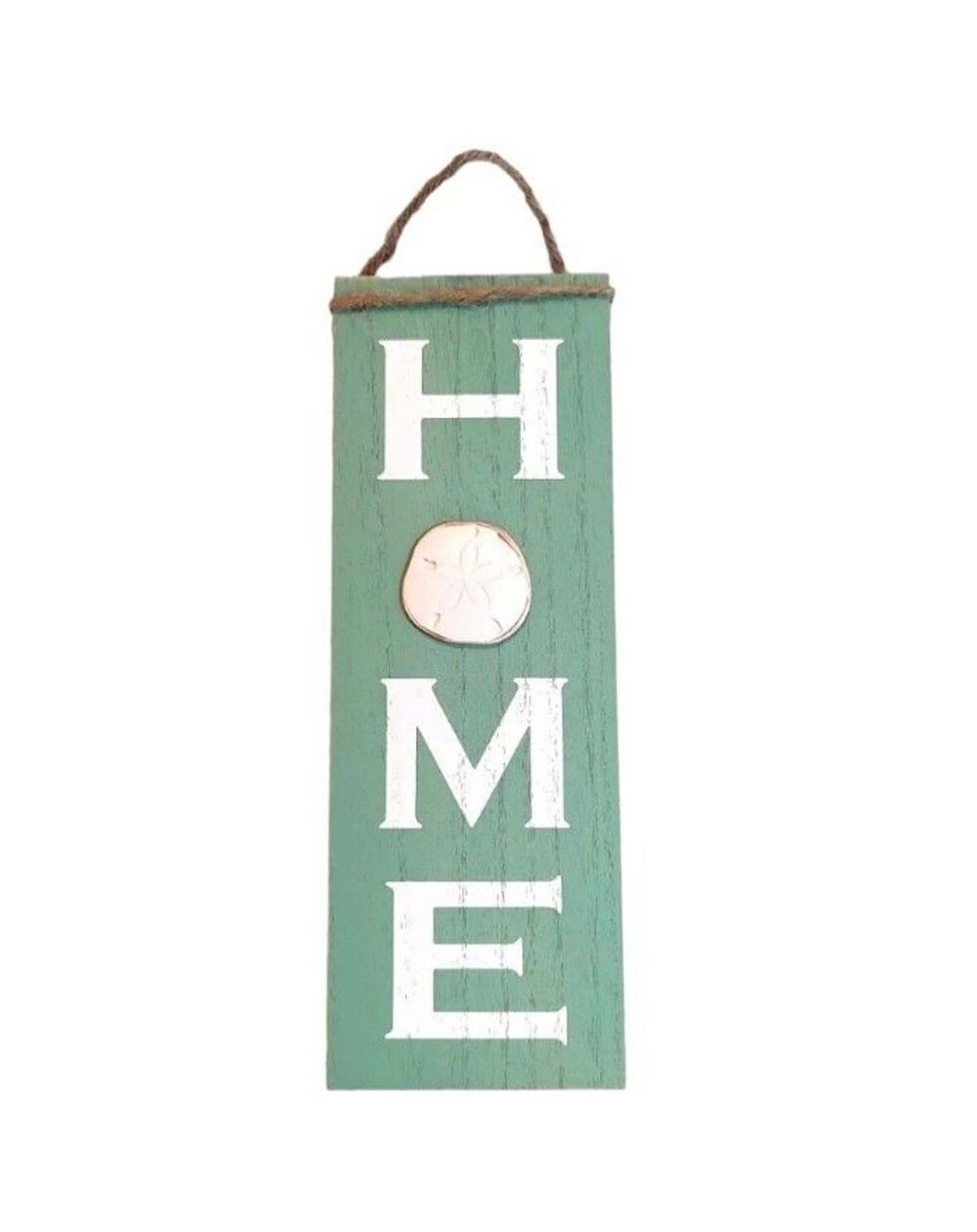 Home Modern Coastal Hanging Wall Plaque Sign Decor Sand Dollar Jute Teal White